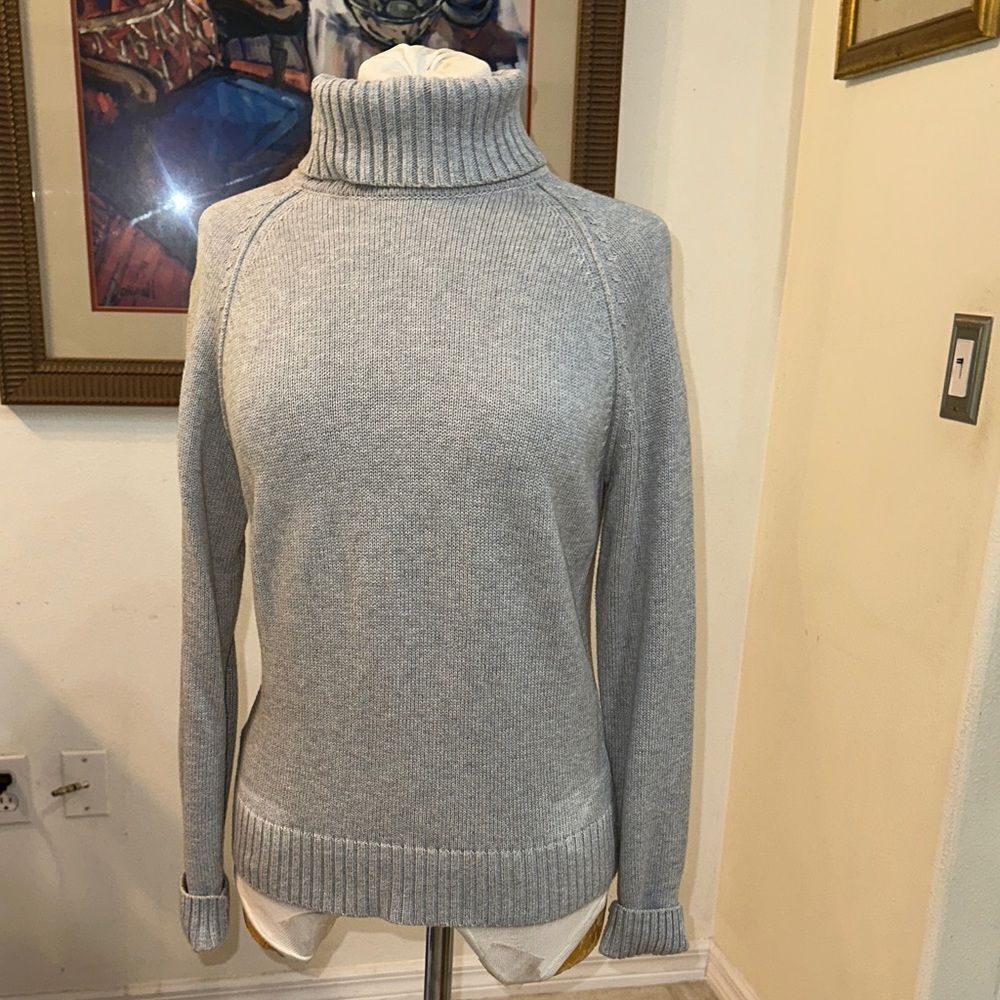Pria Gray Cotton Turtleneck Sweater Size Medium
